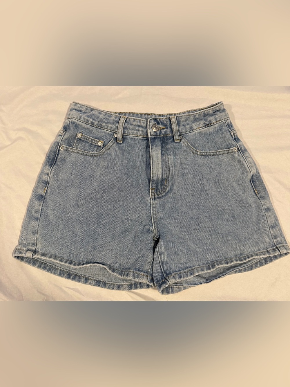 Musera Light Blue Denim High-Waist Shorts